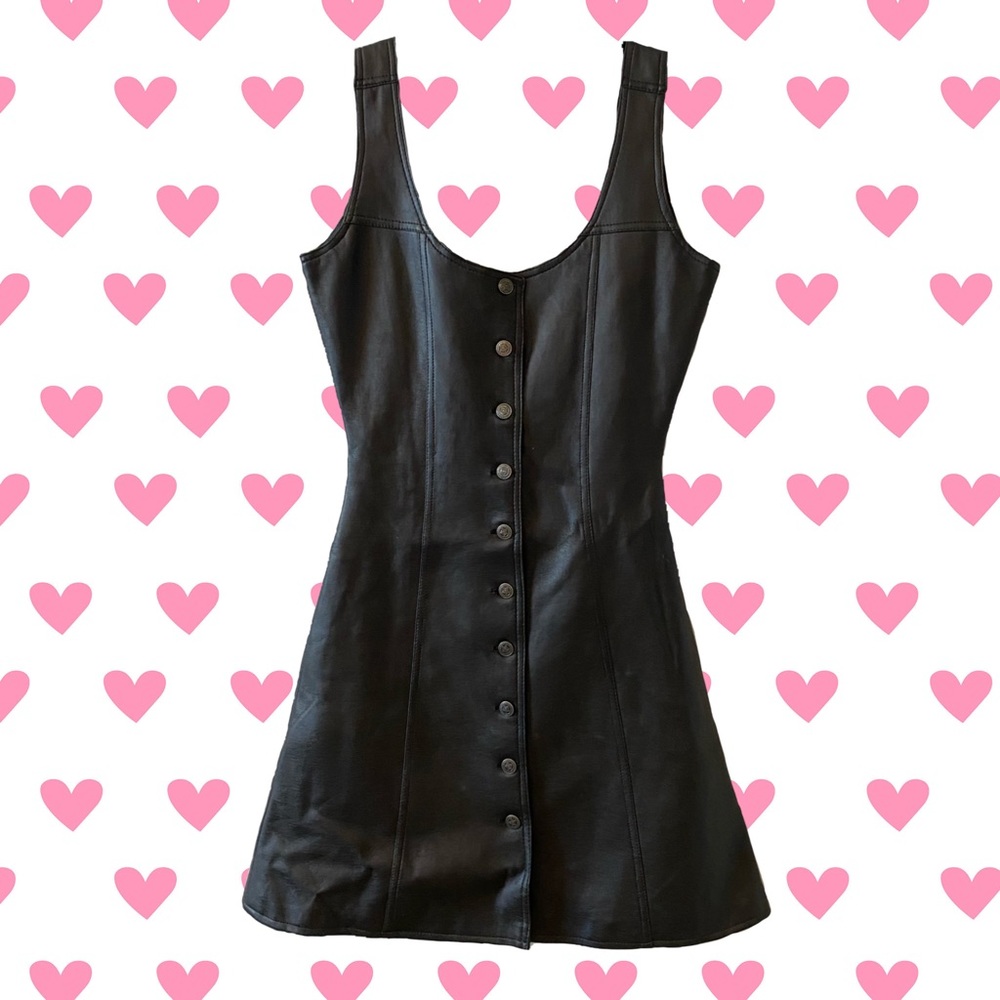 The Most AMAZING Button Up Leather Midi Dress
